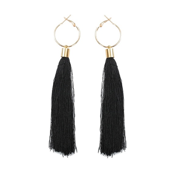 🔸2 for $15🔸Black Tassel Earrings - Picture 1 of 2